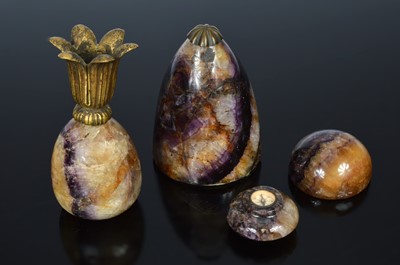Lot 388 - Four items of carved and polished Blue John