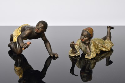 Lot 395 - A late 19th or early 20th century Viennese cold painted bronze figures