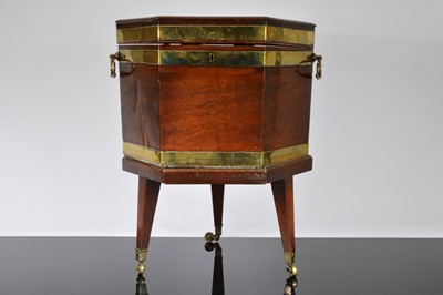 Lot 400 - A George III mahogany and brass cellarette on stand