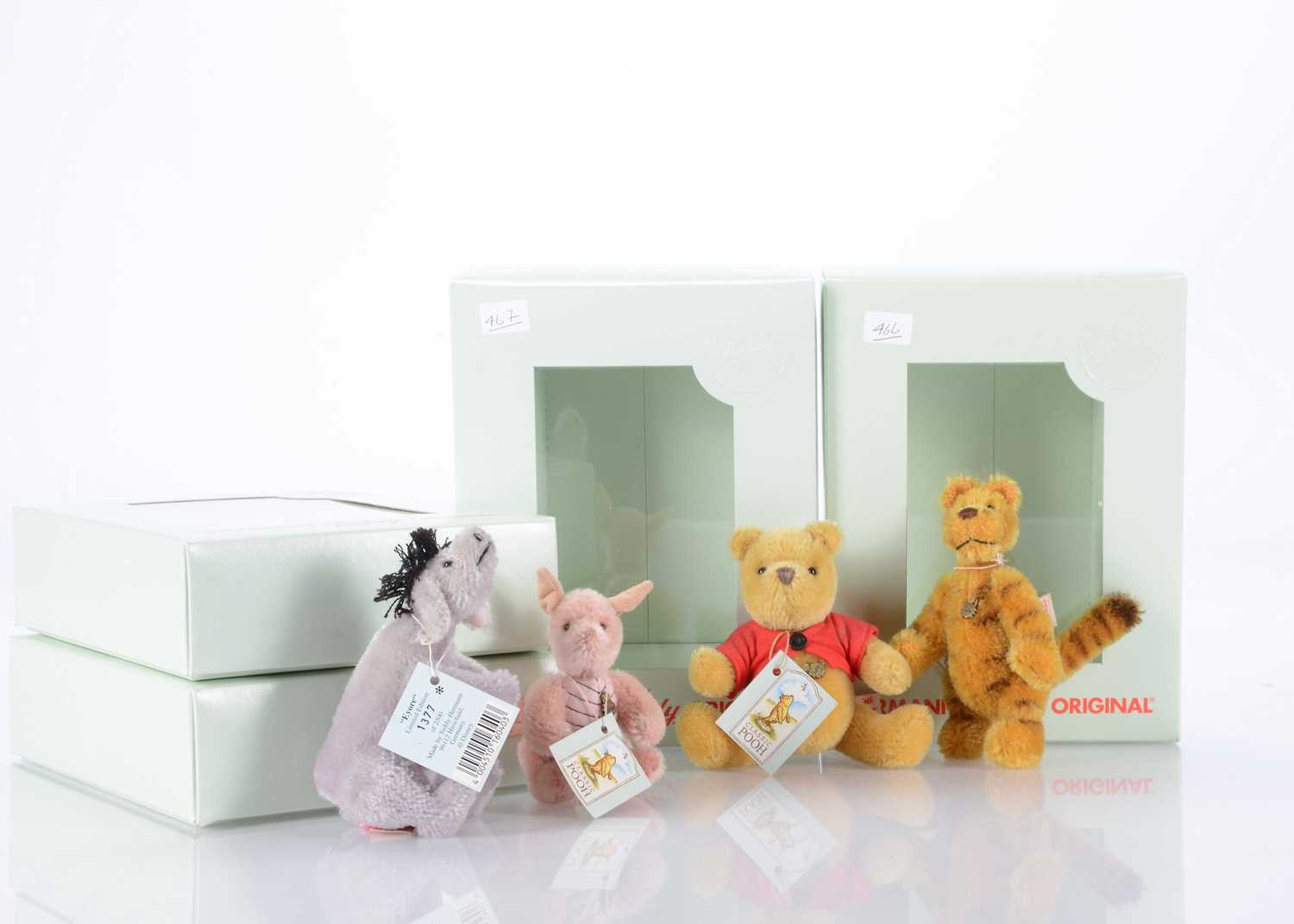 Lot 33 - A Set of Hermann Teddy Original Classic Winnie the Pooh miniature mohair bear and friends