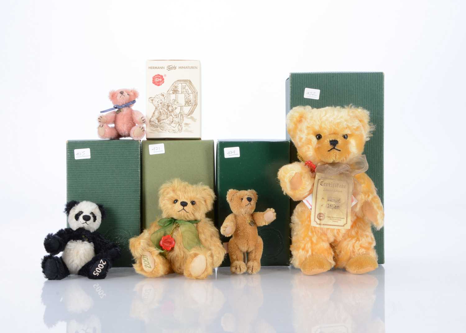Lot 34 - Five small Hermann teddy bears