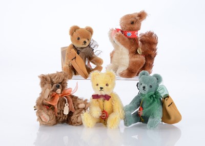 Lot 43 - Five small Hermann teddy bears and soft toys