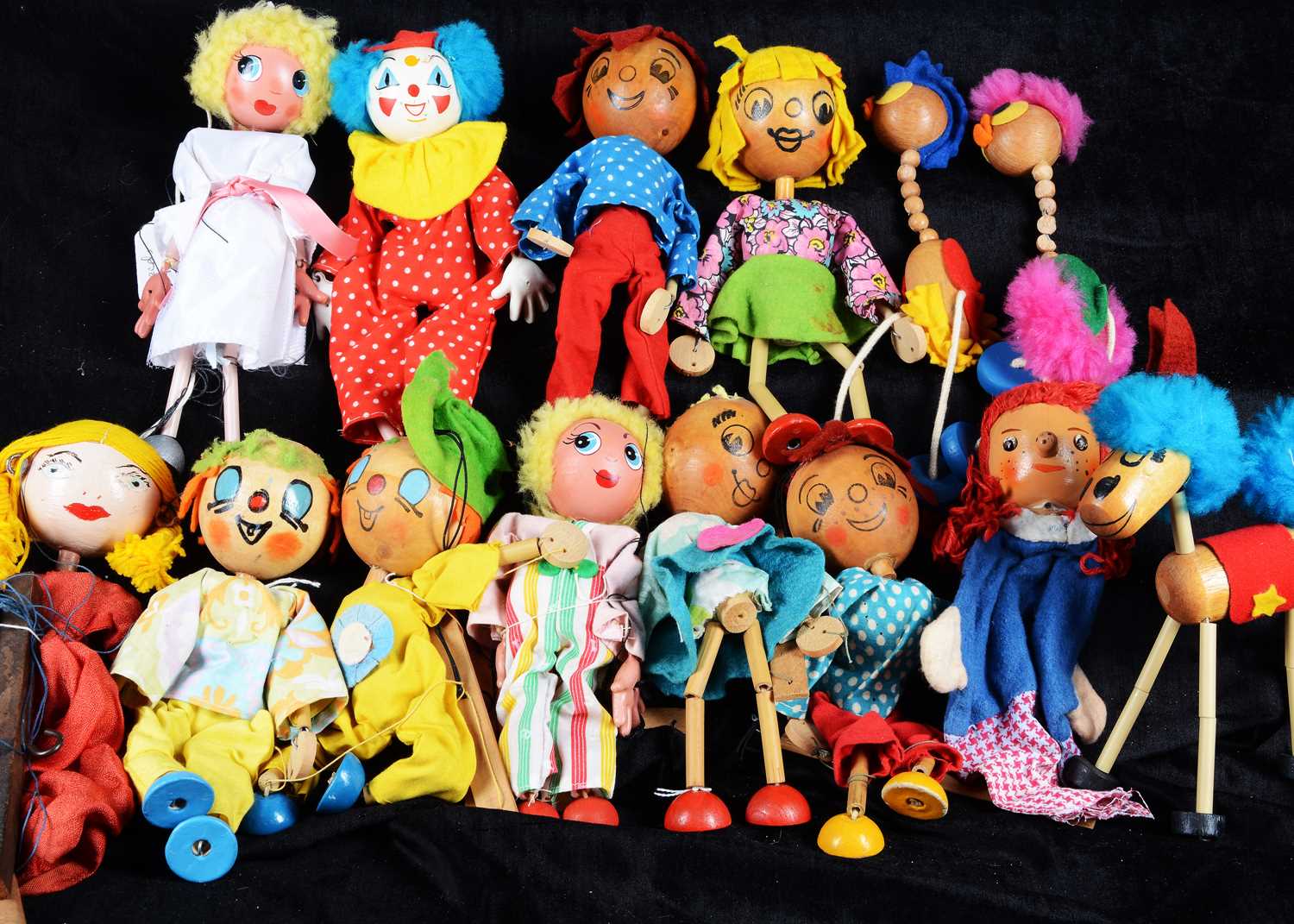Lot 142 - A selection of Pelham Wooden headed Range puppets and animals