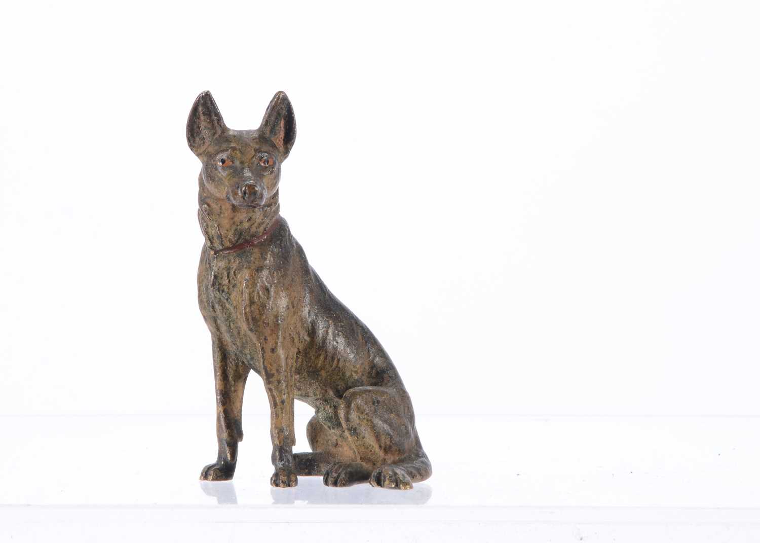 Lot 160 - A Viennese cold painted bronze seated Alsatian dog