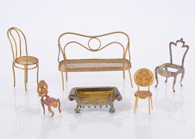 Lot 167 - Metal dolls’ house chairs