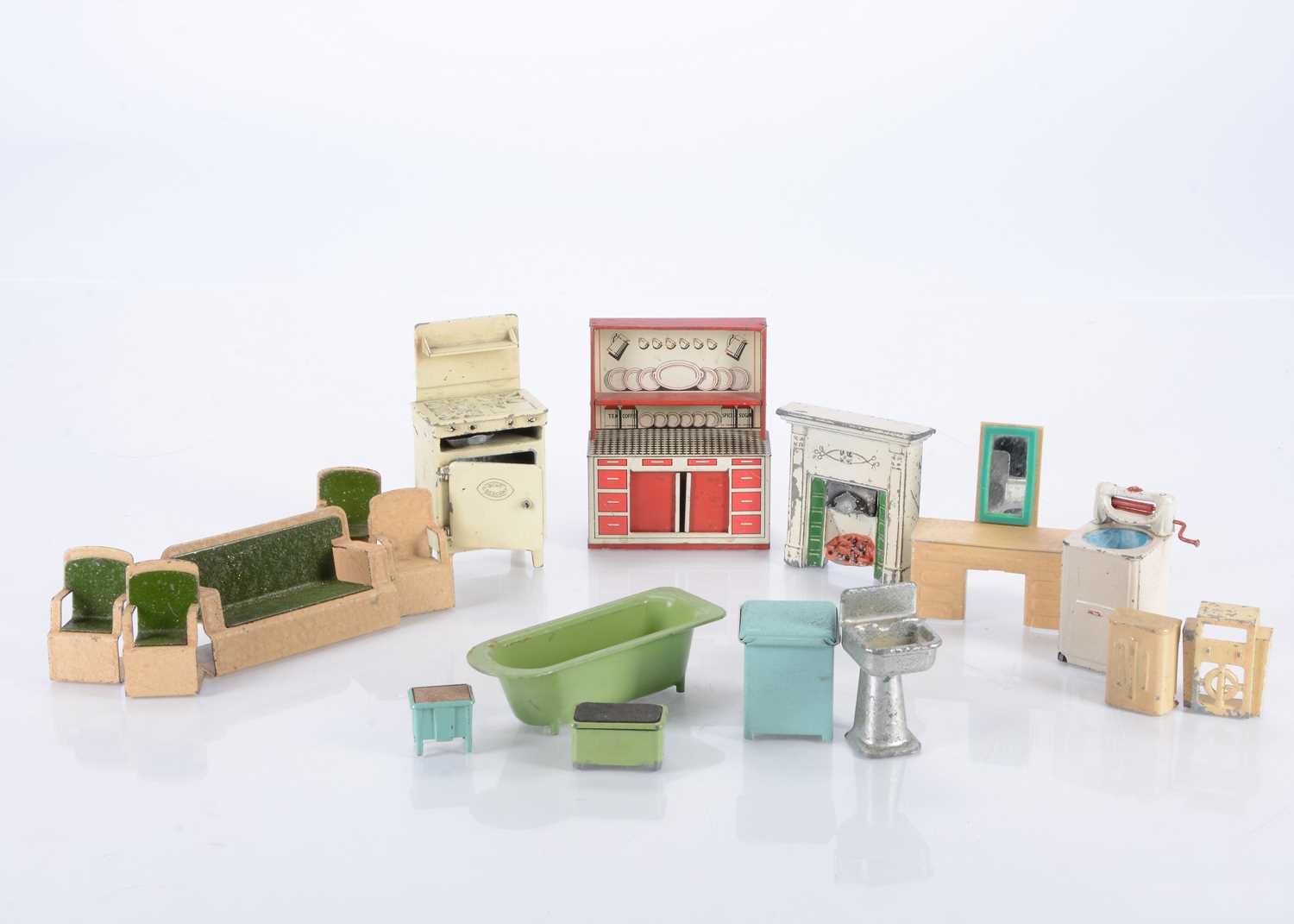 Lot 170 - Post-war metal dolls’ house furniture