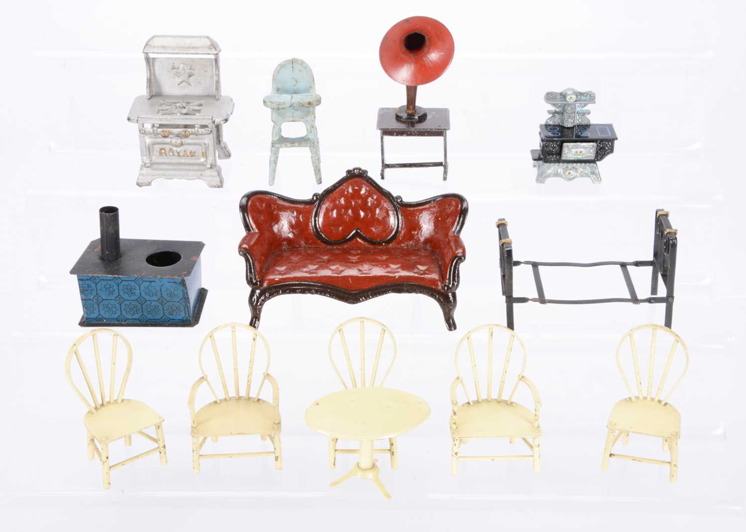 Lot 175 - Metal dolls’ house furniture