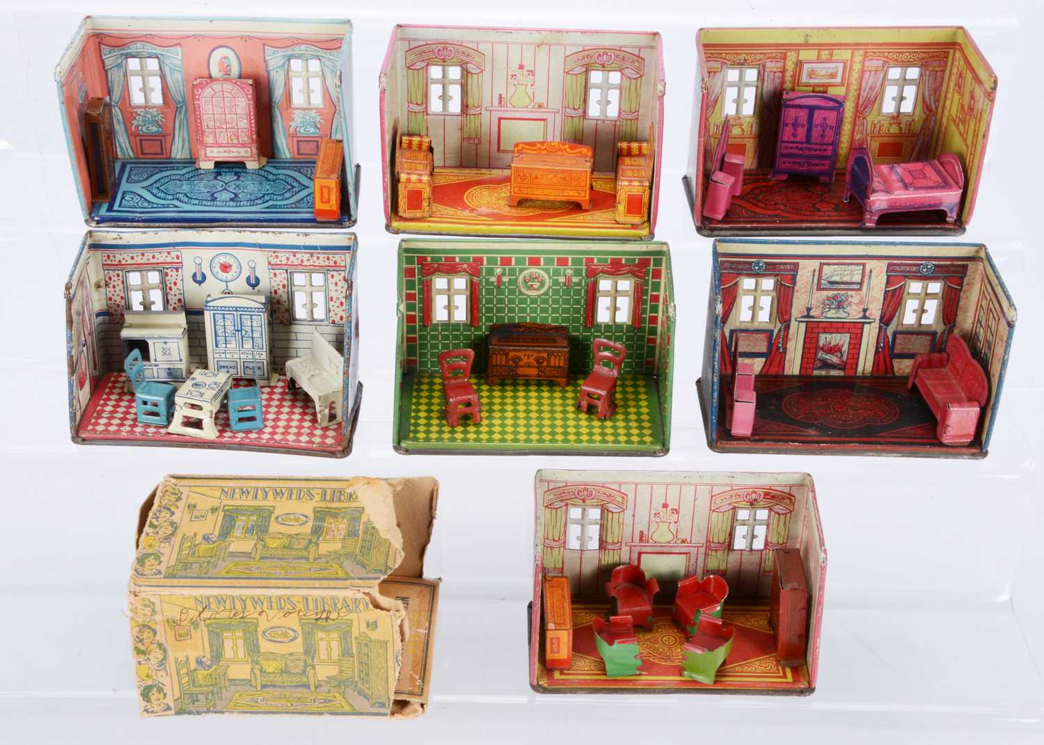 Lot 176 - Seven 1930s Marx tinplate Newlyweds rooms