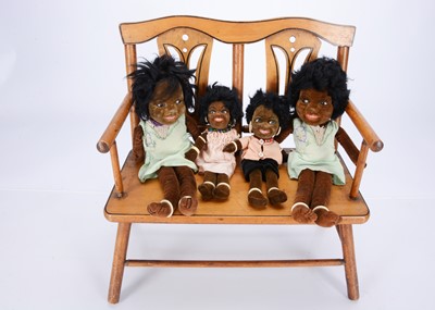 Lot 204 - A family of four 1920-30s Norah Wellings brown velvet dolls