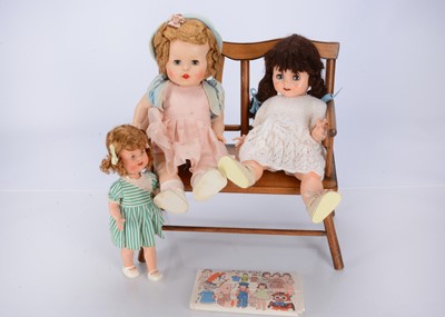 Lot 243 - Three British hard plastic toddler dolls