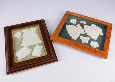Lot 262 - Two framed sets of knitted small doll’s clothes