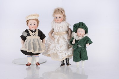 Lot 266 - Three German all-bisque dolls’ house dolls
