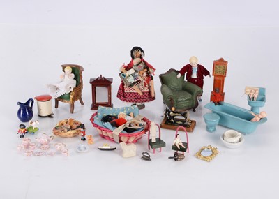 Lot 276 - 1950s and later dolls’ house furniture and dolls