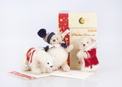 Lot 357 - Three Steiff limited edition teddy bear Christmas ornaments