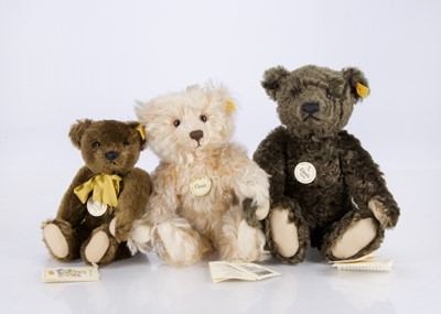 Lot 367 - Three Steiff yellow tag classic teddy bears