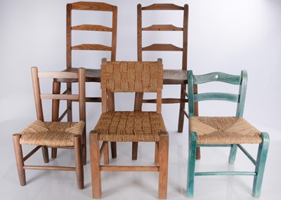 Lot 410 - Five child, doll or teddy bear chairs