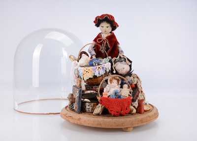Lot 433 - Two German pegged wooden pedlar dolls
