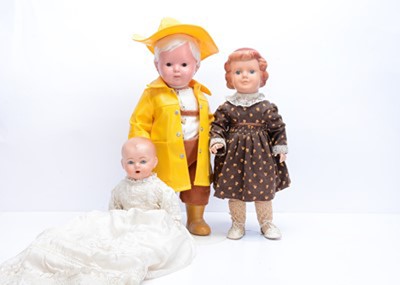 Lot 474 - Two Rheinische Gummi celluloid dolls