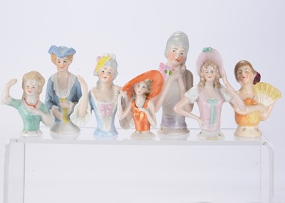 Lot 484 - Seven German pin-cushion/half dolls