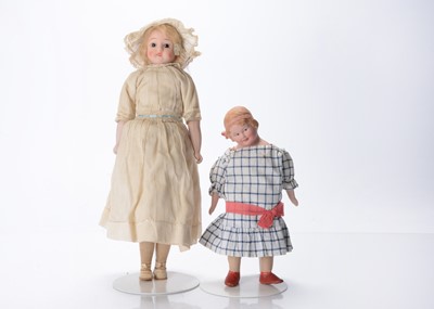 Lot 497 - Two British bisque headed dolls