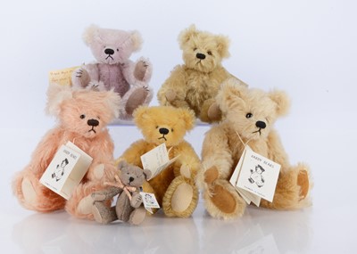 Lot 566 - Six limited edition miniature Hardy Bears by June Kendall