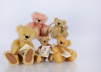 Lot 567 - Five limited edition miniature Hardy Bears by June Kendall