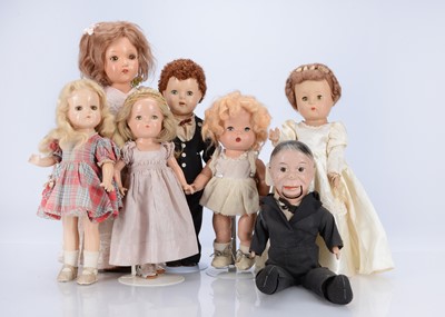 Lot 614 - Seven 1940/50s Composition dolls