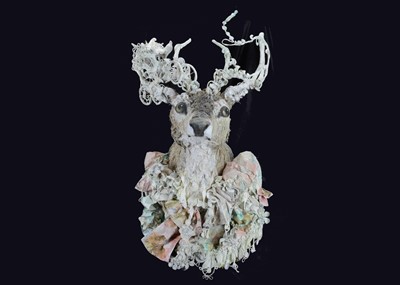 Lot 619 - A Laetita Mieral 'Merveilles en Papier' Winter Stag Head