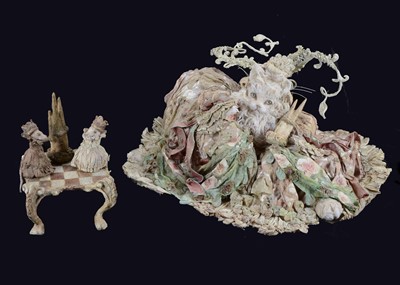 Lot 620a - A Laetita Mieral ‘Merveilles en Papier’ The White Cat plays Chess