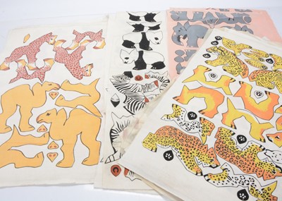 Lot 626 - Twenty-five British 1930/50s large sheets of wild animals to cut out