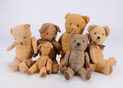 Lot 676 - Six post-war teddy bears