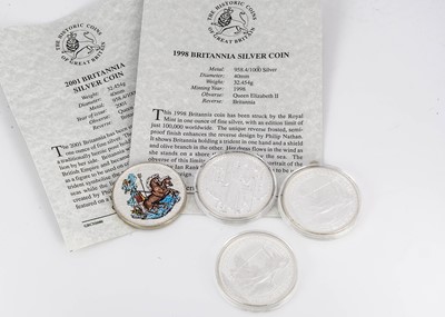 Lot 205 - A group of four modern one ounce fine silver £2 Britannia coins