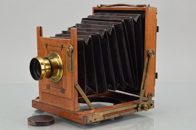 Lot 70 - A Mahogany & Brass Half Plate Field Camera