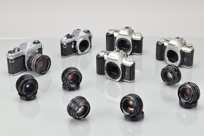 Lot 231 - A Group of Pentax Camera Bodies and Prime Lenses