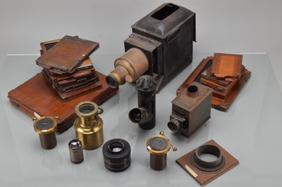 Lot 494 - Mahogany & Brass and Majic Lantern Parts