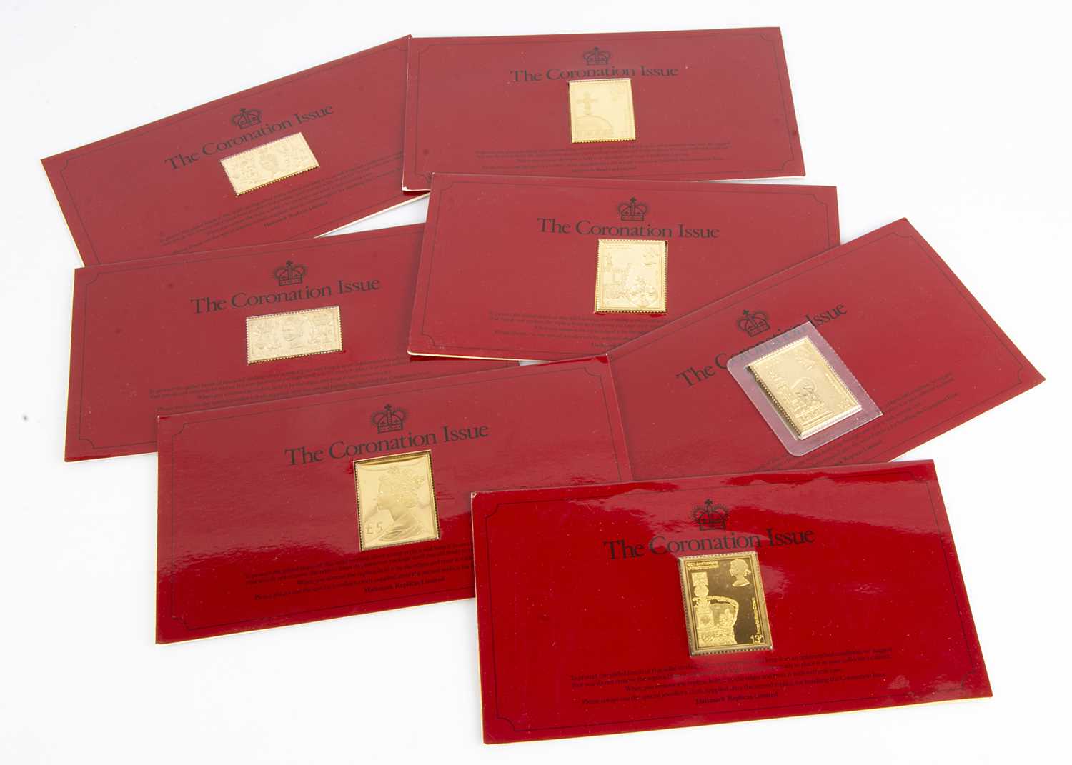 Lot 261 - Six 1970s Hallmark Replica Limited silver gilt stamps