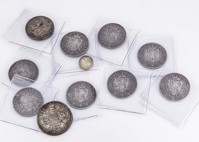 Lot 277 - A collection of eleven Victorian silver coins