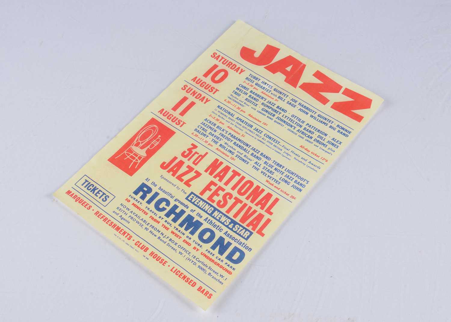 Lot 463 - Rolling Stones / 3rd National Jazz Festival Flyer