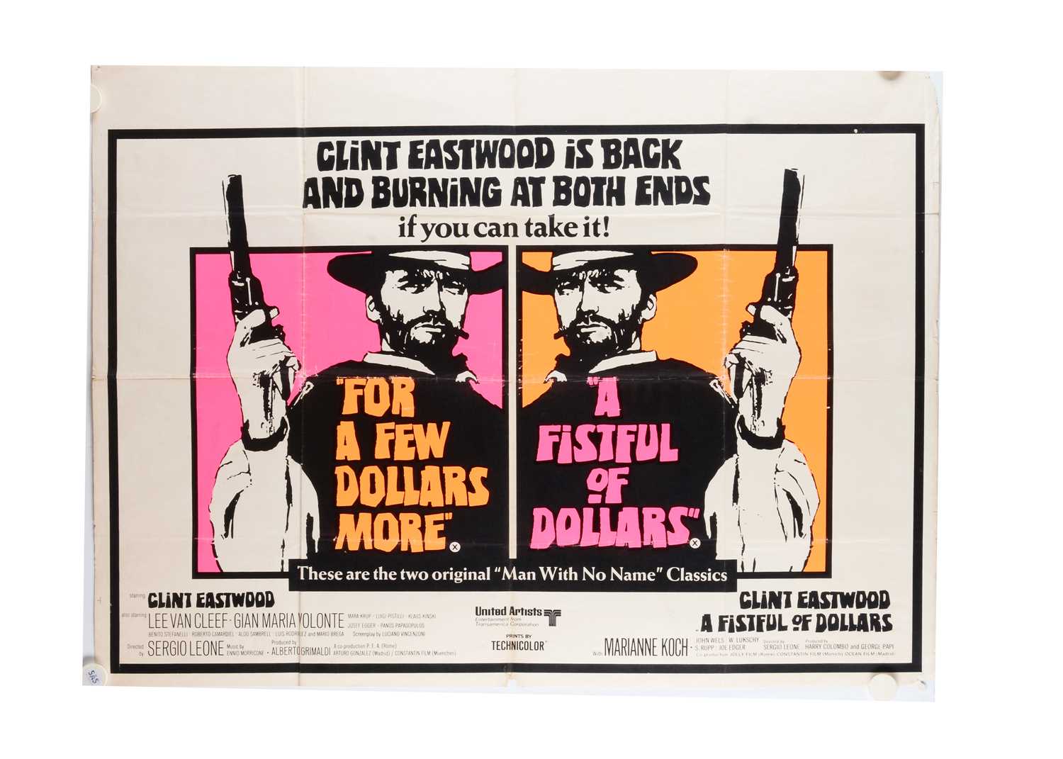 Lot 535 - A Fistful Of Dollars / For A Few Dollars More (1967)  UK Quad Poster