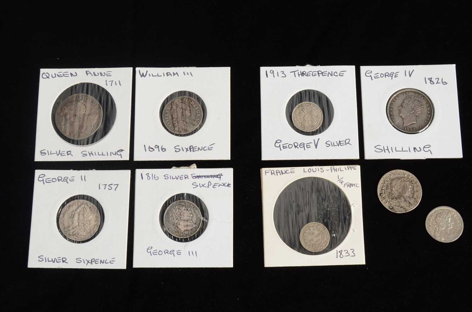 Lot 12 - A small collection of early milled and later British silver coinage