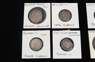 Lot 12 - A small collection of early milled and later British silver coinage
