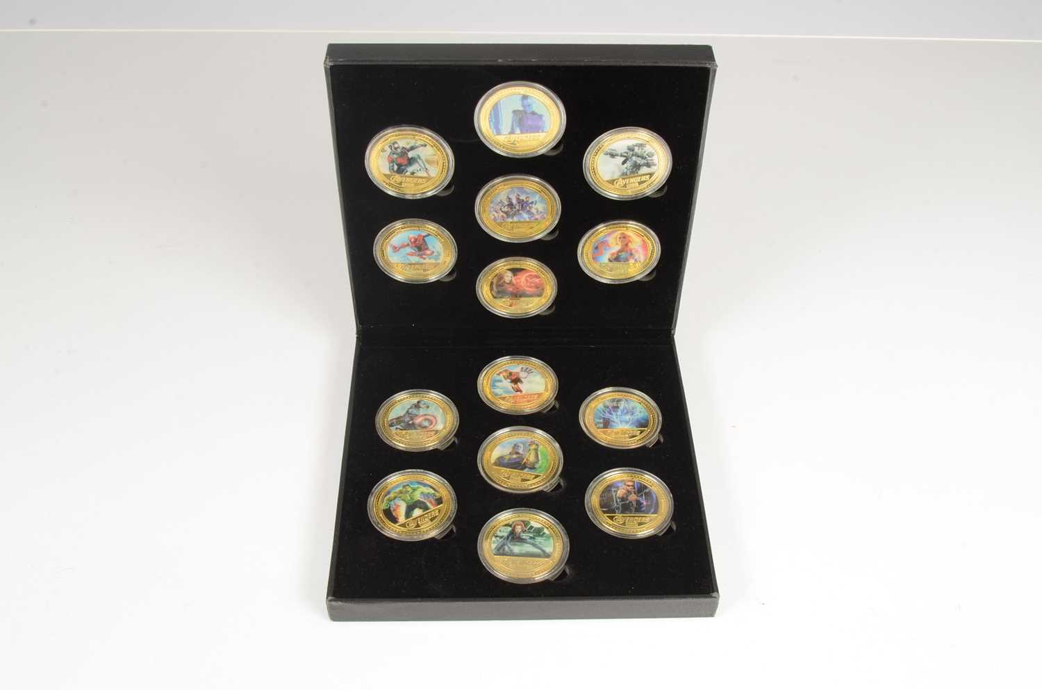 Lot 62 - Marvel Avengers gold plated medallion set