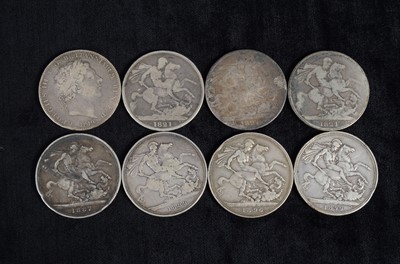 Lot 94 - Eight British Silver Crown coins