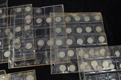Lot 95 - A collection of British silver Shillings sixpences and threepence coins
