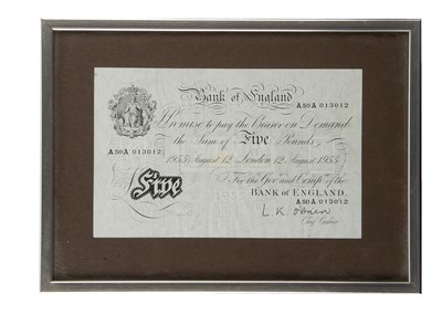 Lot 346 - A 1950's Bank of England White Five Pound note