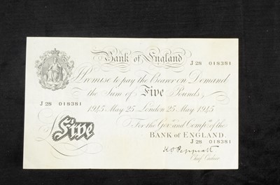 Lot 261 - A Bank of England White £5 bank note