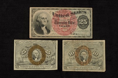 Lot 271 - Three early United States Fractional Currency Notes