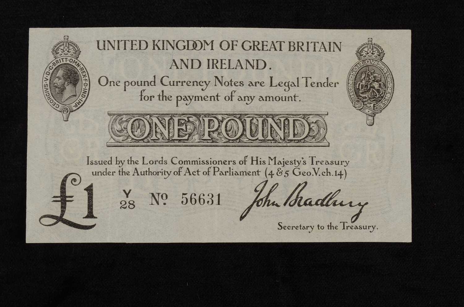 Lot 272 - United Kingdom of Great Britain and Ireland One Pound Treasury Note