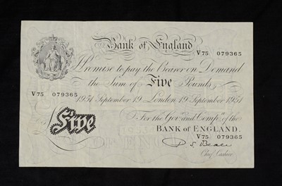 Lot 281 - A Bank of England White £5 bank note