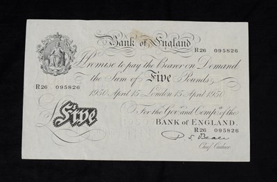 Lot 282 - A Bank of England White £5 bank note